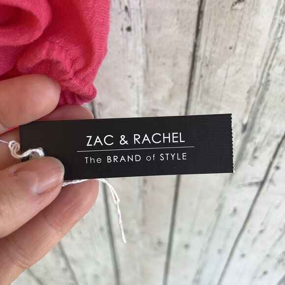 Zac & Rachel Womens Hot Pink Boho Peasant Top Size XL Beaded Smocked Puff Sleeve - Picture 10 of 14